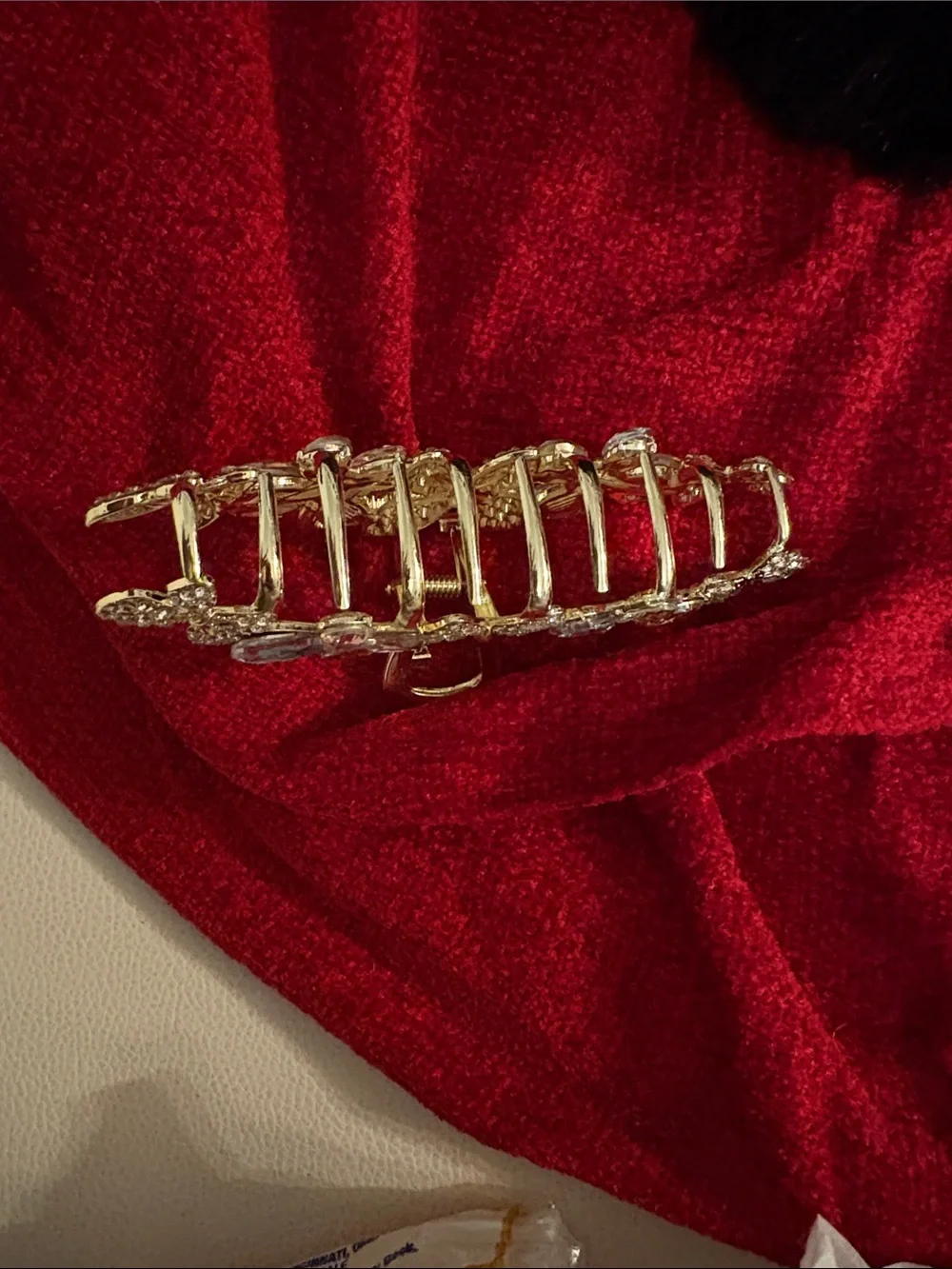 Gold Crystal Butterfly Hair Clip - Multicolor Rhinestone Accent